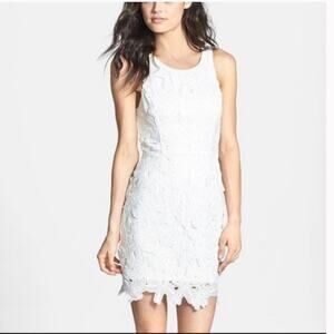 ASTR The Label Off White Floral Lace Overlay Sleeveless Dress